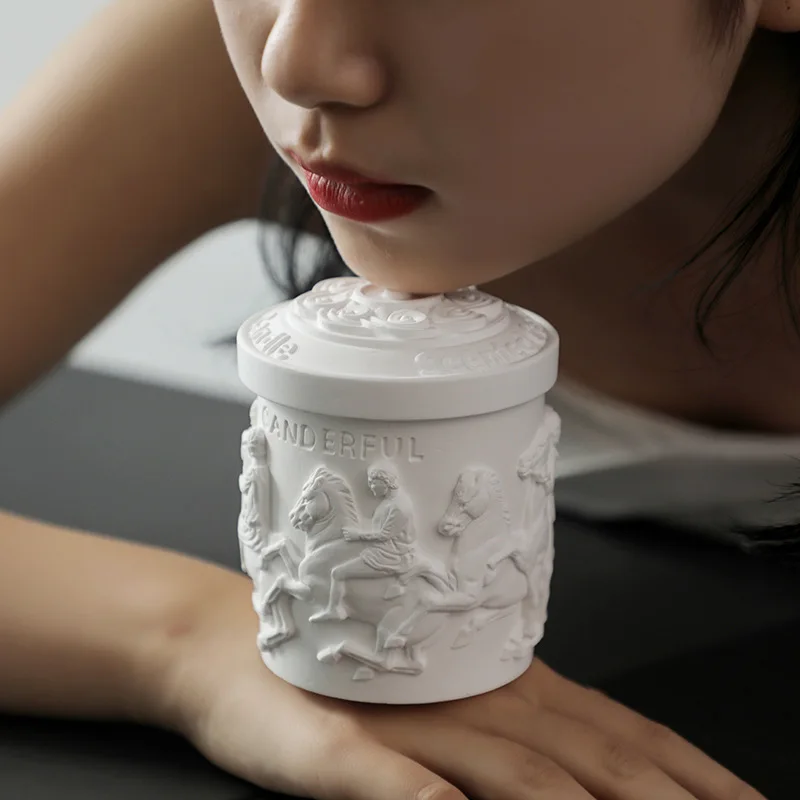 Luxury The Parthenon Sculpture Cup Jar Aromatherapy Candle Plaster
