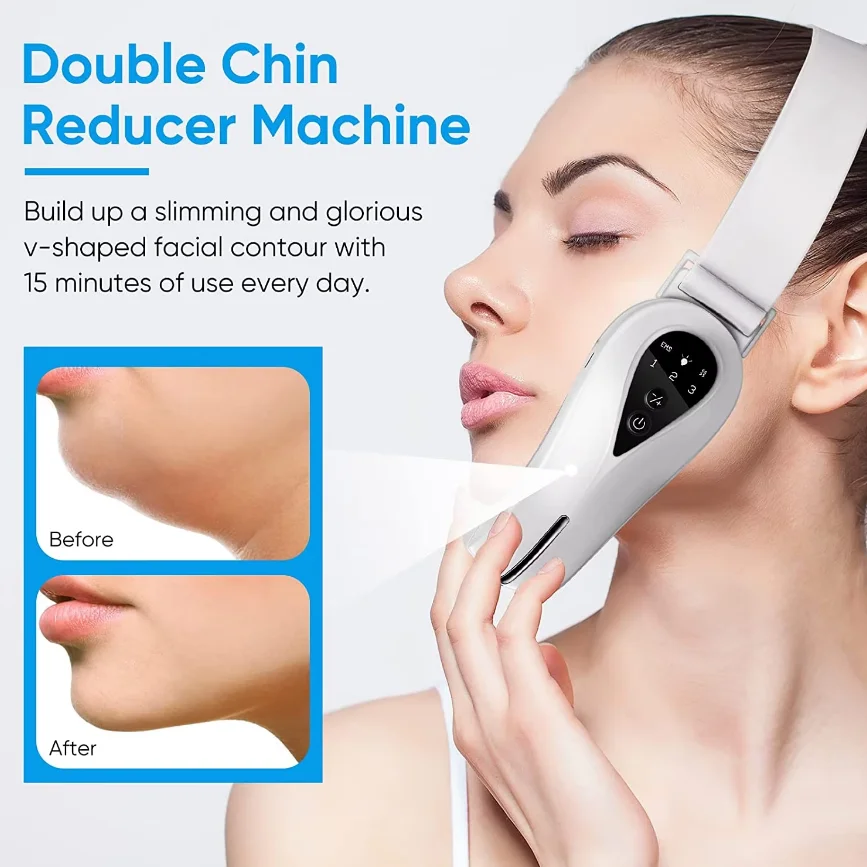 3 in 1 Double Chin Remover Machine Electric V Shaped Facial Beauty Device Microcurrent Red Blue Photon Face Slimming Instrument