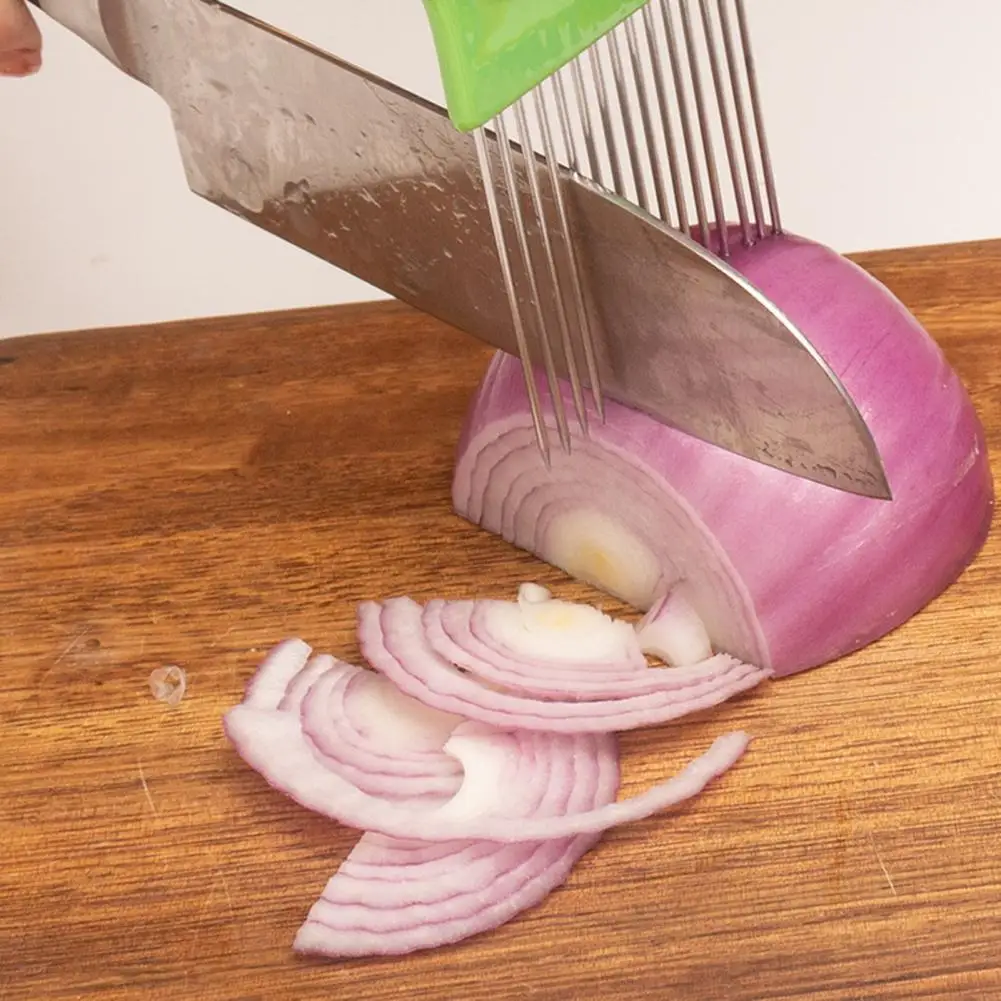 Vegetable Cutter Stainless Steel Fork Slicer Stainless Steel Onion Holder Slicer Cutter with Non-slip for Tomato for Potato