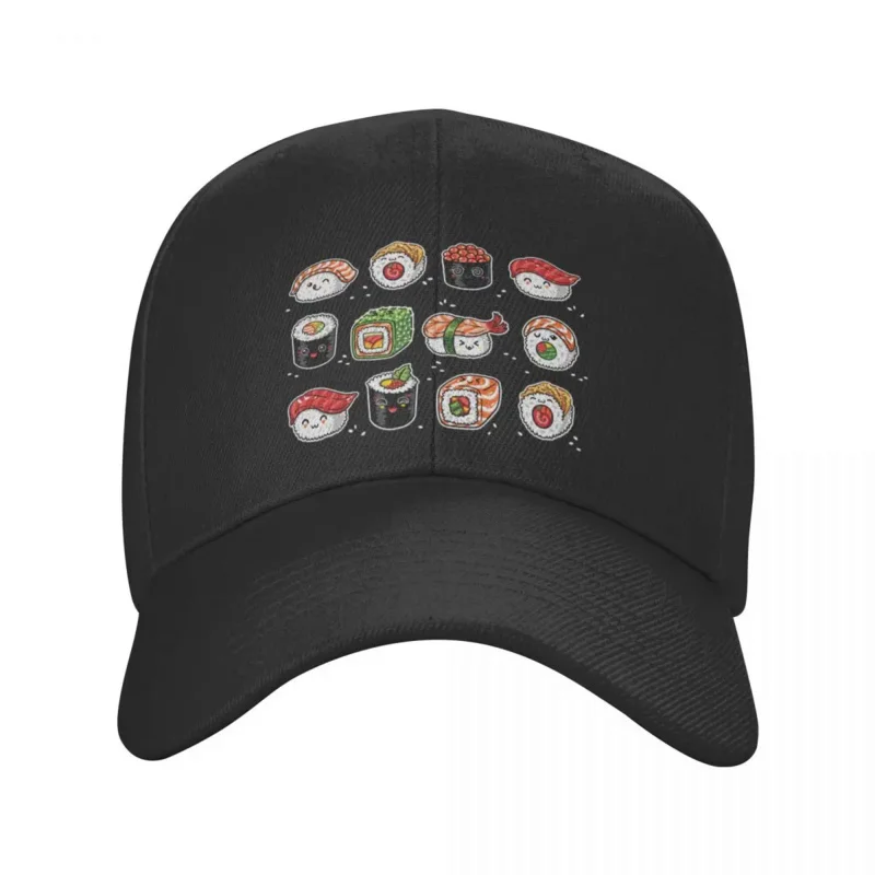 

Punk Rolls And Sushi Baseball Cap Women Men Breathable Japanese Food Cartoon Manga Dad Hat Sports Snapback Caps