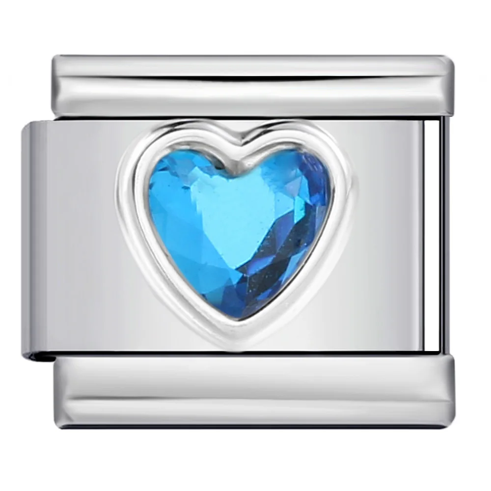 Charm-Armreifen, italienische Glieder, passend für 9 mm Edelstahl, Damen und Herren, Schmuck, DIY-Herstellung, blaue Serie, Liebesherz, runde Augen, Armband, Geschenk – Detail 3