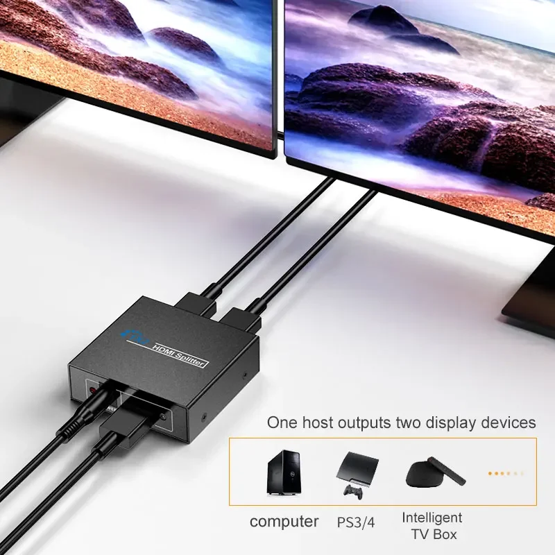 HDMI Splitter 1x2 Video Distributor 1 in 2 out Display Duplicate Amplifier for PC Laptop to Projector Monitor hdmi splitter converter hdmi switch
