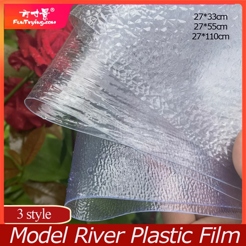 Transparent PVC Sheet Model Water Surface Pattern Paper for Model River making Bendable Decorated Lakes Scene Outdoor Diorama