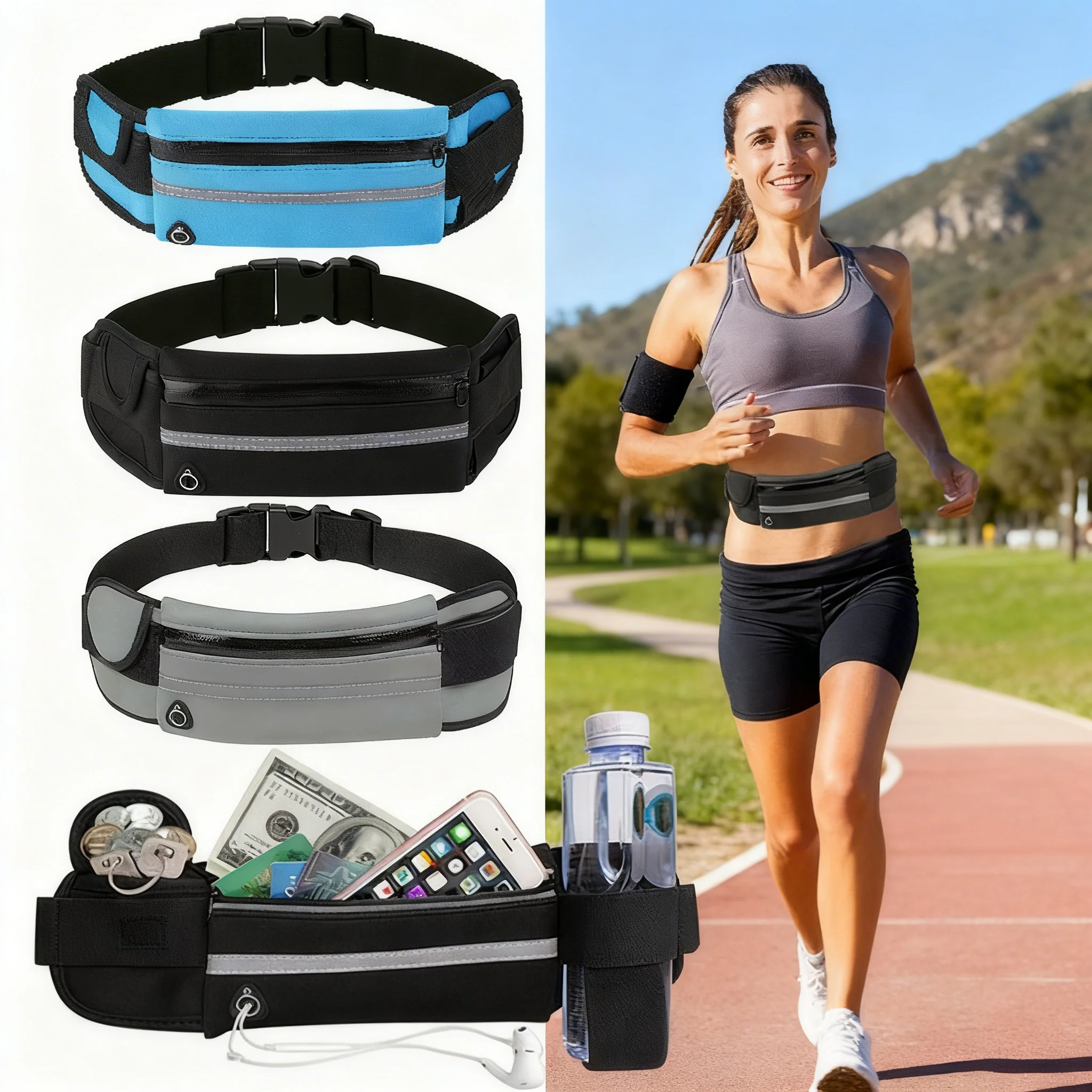 Waterproof Running Waist Bag with Phone Compartment