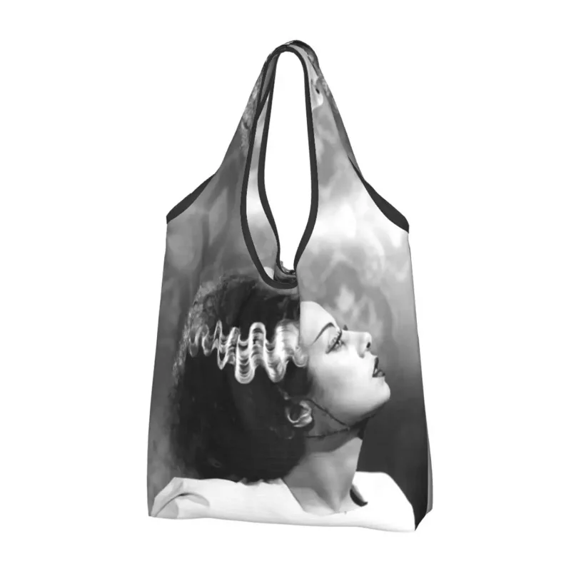 custom airport runway traffic controller shopping bags portable big groceries aviation airplane pilot aviator shopper tote bag Custom Bride Of Frankenstein Shopping Bag Women Portable Big Capacity Groceries Science Fiction Horror Film Shopper Tote Bags