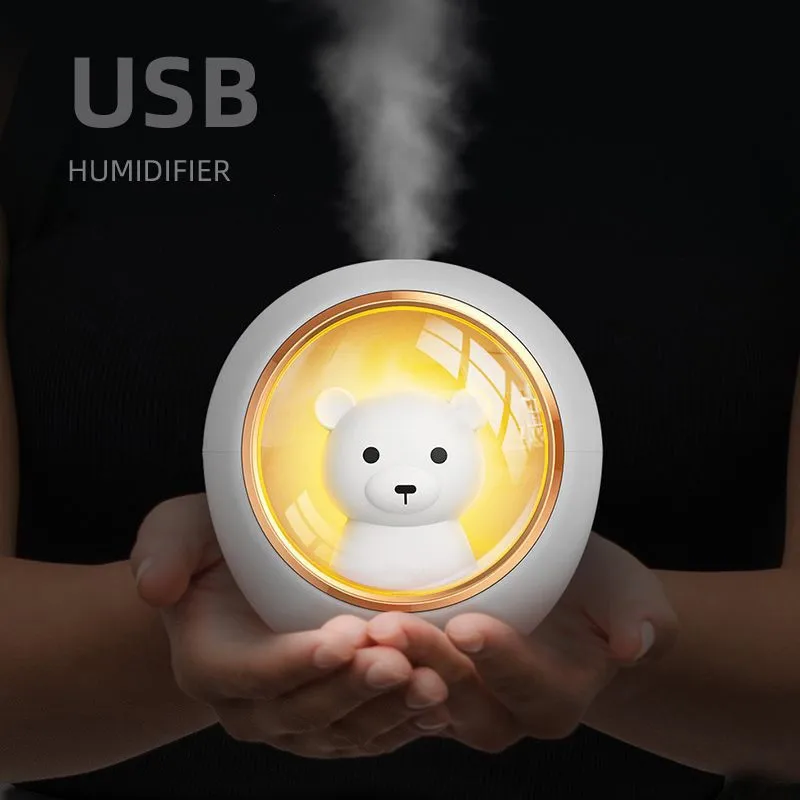 200ml Ultrasonic Air Humidifier Space Pet Aroma Diffuser with Silent Night Light Cool Mist Humidifiers for Home Office Bedroom 200ml cute cat air humidifier ultrasonic mist maker atomizer for home bedroom purifier with warm night light mute humidificador