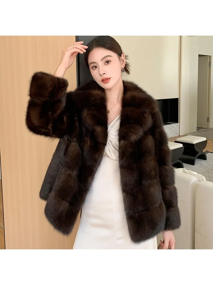 Woman Clothing  2023 New Artificial Fur Mink High-end Mink Coat Autumn and Winter Thickened Warm Fashionable Artificial Fur