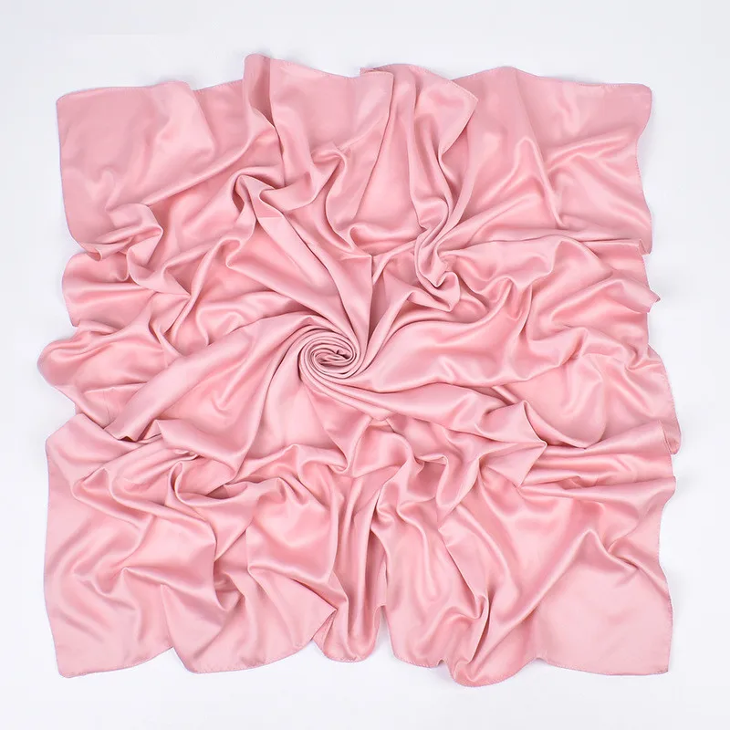 110cm*110cm Einfarbiger Satin Quadratischer Kopfschmuck Damen Mode Quadratischer Kopfwickel Schal Tücher Foulard Hijab Halstuch Bandana – Detail 20