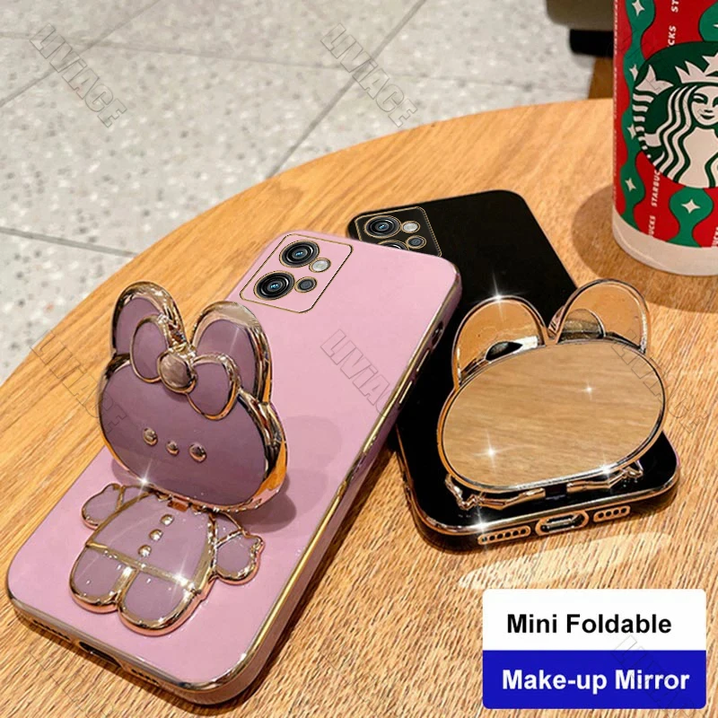 G 32 Cute Rabbit Mirror Plating Luxury Phone Holder Case On For