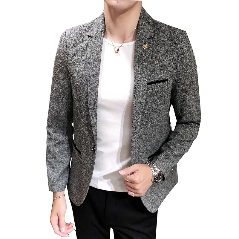 New Boutique Men's Solid Color British Style Fashion Casual Business Job Interview Gentleman Party Best Man Dress Suit Blazer