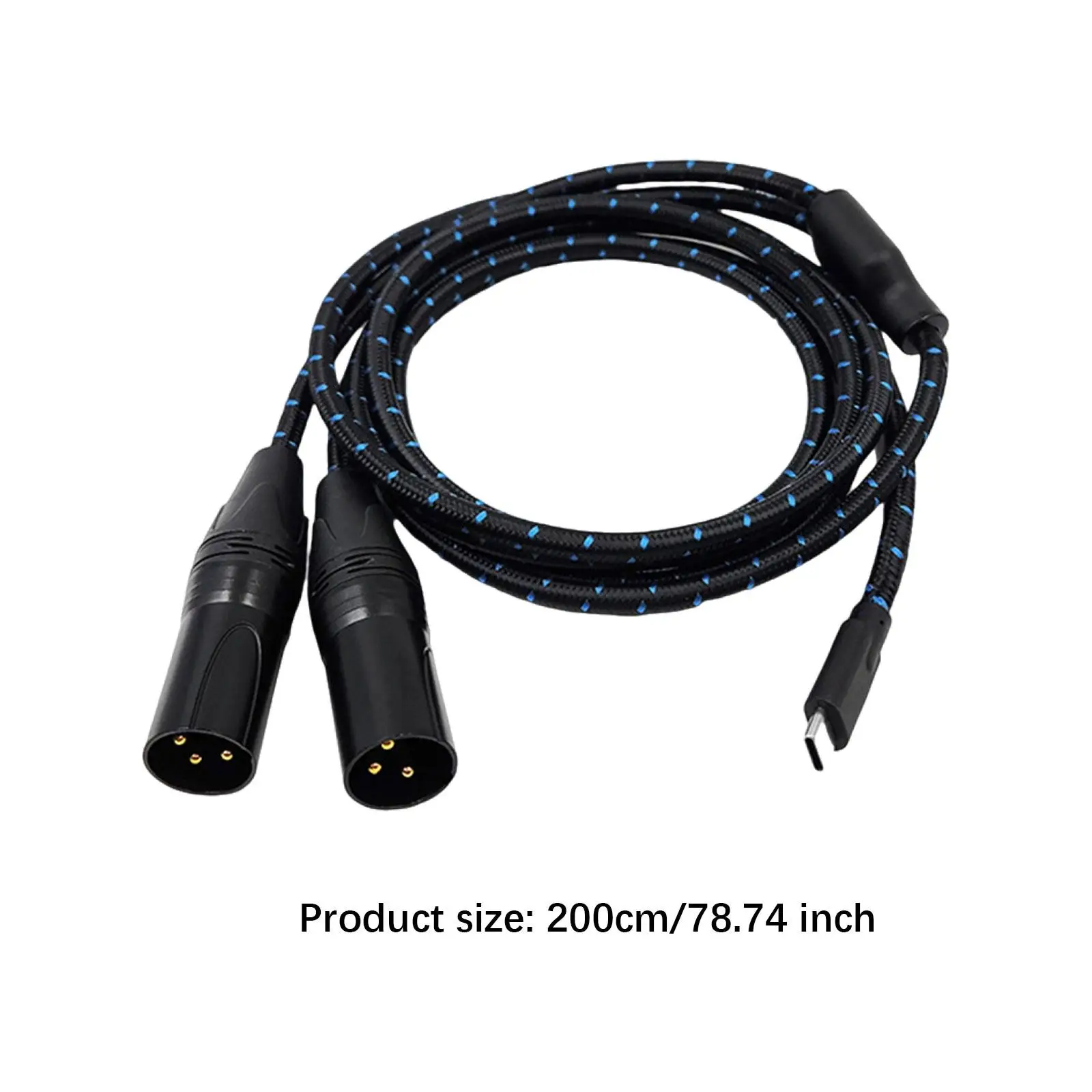 Type C to 2 XLR Male Cable 2M/ 6.6ft for Connecting Mobile Phone Laptops