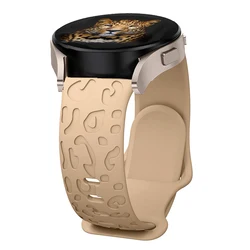 Leopard Print 20mm Smartwatch Band Strap for Watch 5 40mm 44mm (Milk Tea)