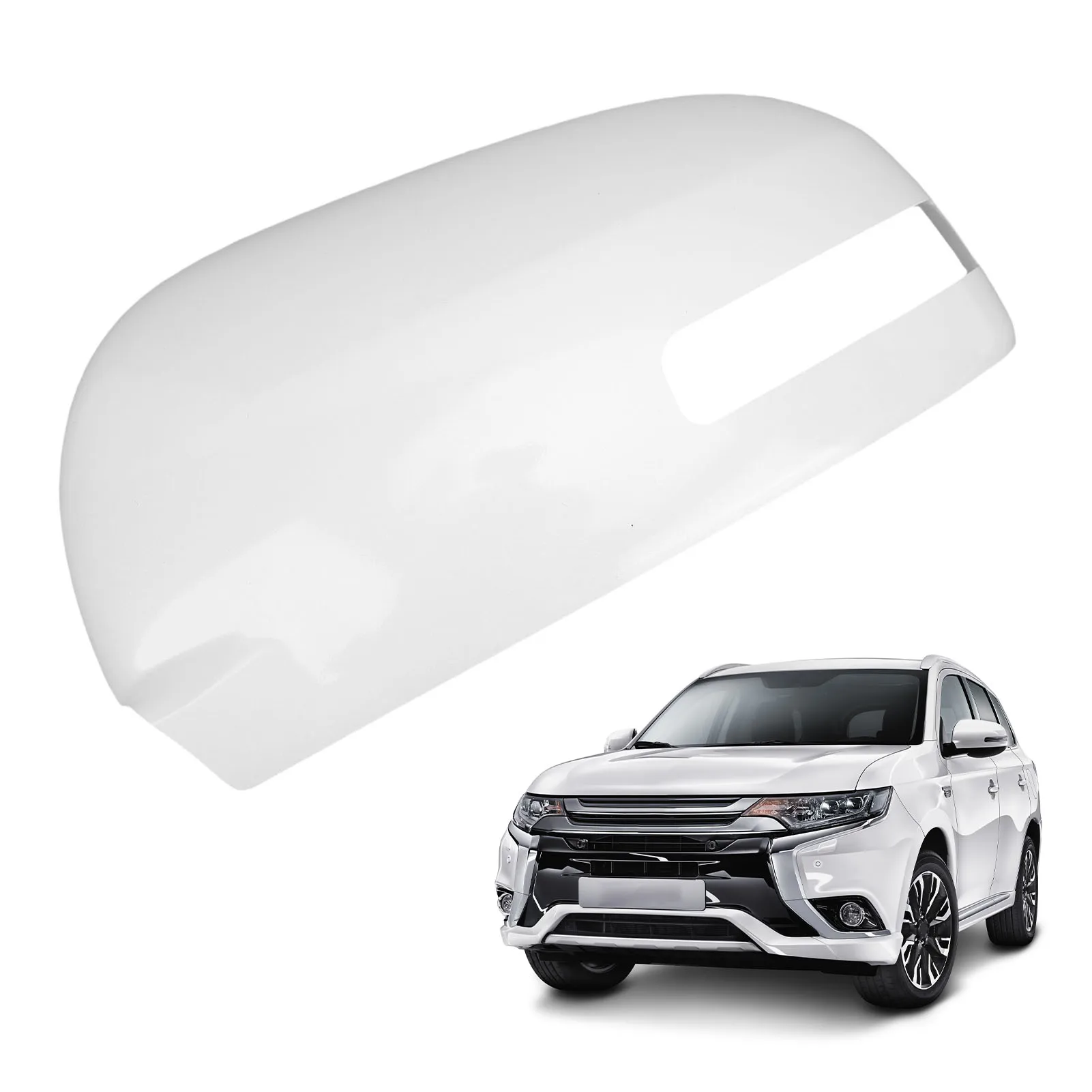 White Door Rearview Mirror Cover  Weatherproof Side Mirror Cover Sturdy ABS Replacement for Outlander 2013-2019 for Vehicle