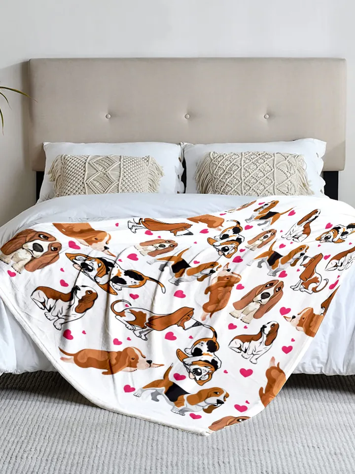 Basset Hound Flannel Blanket for Cozy Living