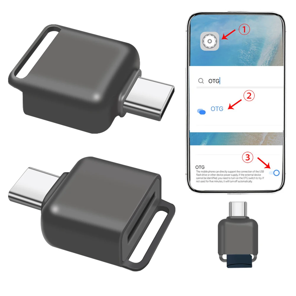 노트북 태블릿 휴대폰용 C 타입 마이크로 SD/TF 카드 리더, USB C에서 마이크로 SD 카드 어댑터, 아연 합금 USB C 메모리 리더 어댑터