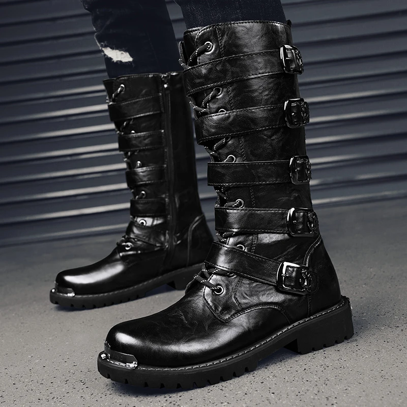 Botas de motocicleta para hombre, suela de goma, antideslizantes, para  montar en moto - AliExpress