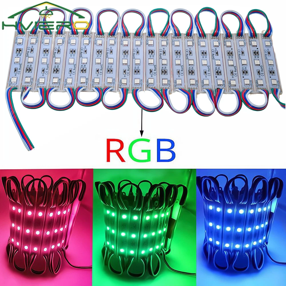 LED modules 20Pcs LED Module Light Box 5050 Patch Lamp IP65 Waterproof White Warm RGB Super Backlight Decoration Bar Advertising Signs
