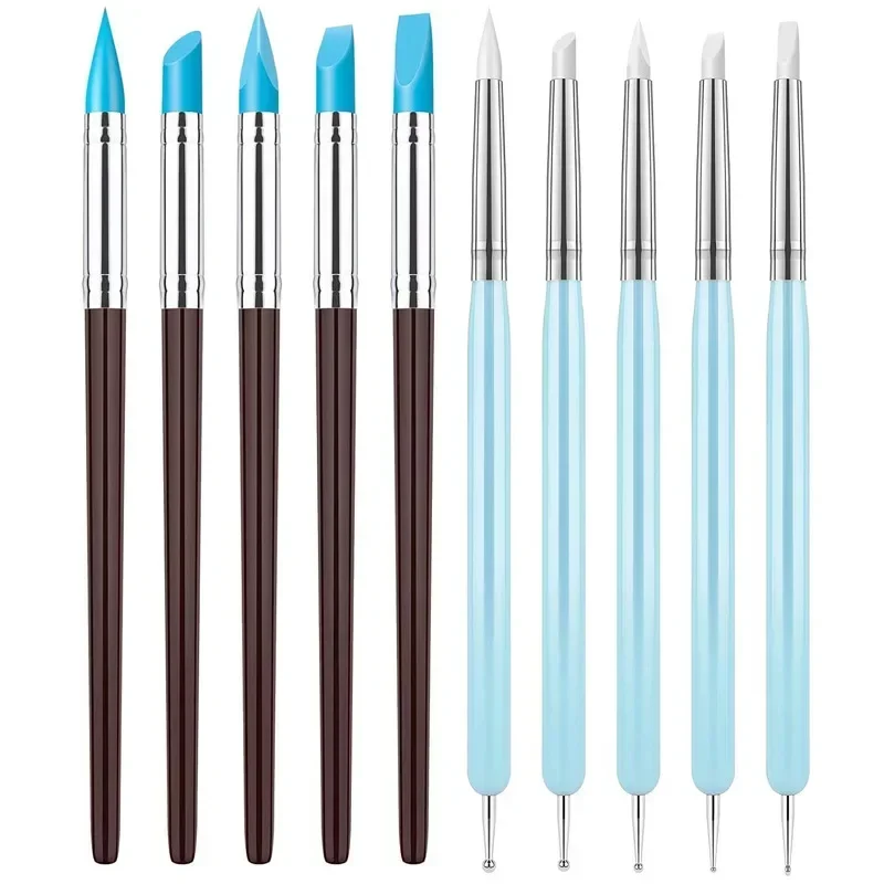 Silicone Clay Sculpting Tool 5PCS for Brush Modeling Dotting Nail Art Pottery Clay Tool DIY Carving Sculpting Tools Soft Head