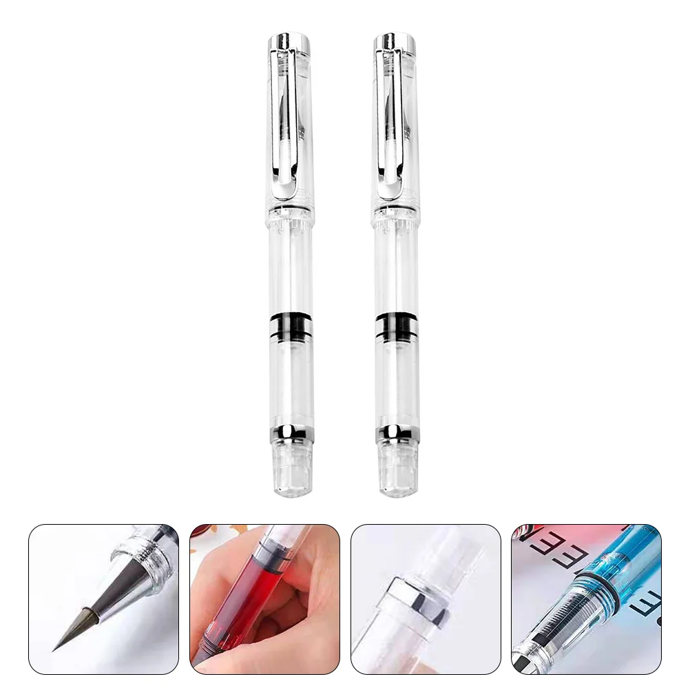 

2 Pcs Pen-Type New Writing Brush Fountain Refill Drawing Marker Refillable Ink Piston Filling Signature Painting