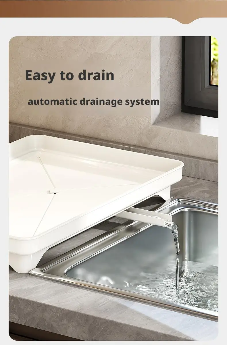 Dish Drying Rack - 2 Tier Stainless Steel Over Sink Shelf with Utensil Holder