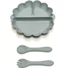 3pcs Silicone pumpkin 3-compartment plate, fork and spoon setSilicone dinner plate for children's independent complementary food 5