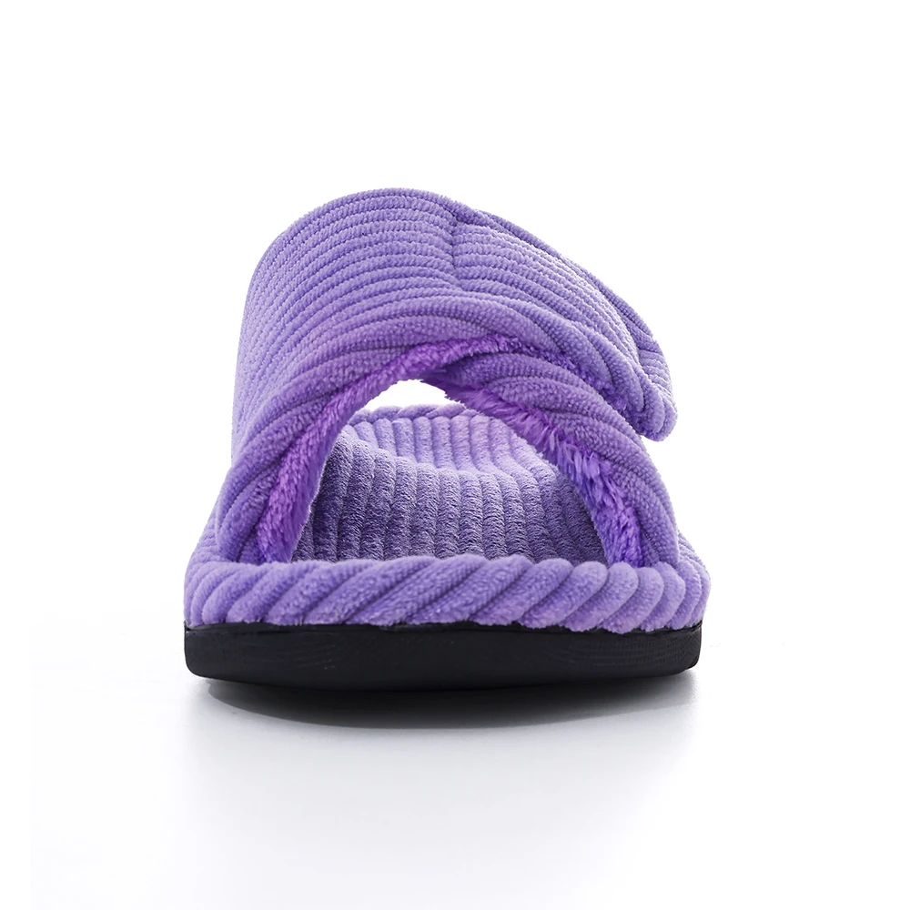 Evshine Memory Foam Women Slippers Fashion Open Toe Orthopedic House Slippers Corduroy Bedroom Slides Cotton Shoes For Women 3