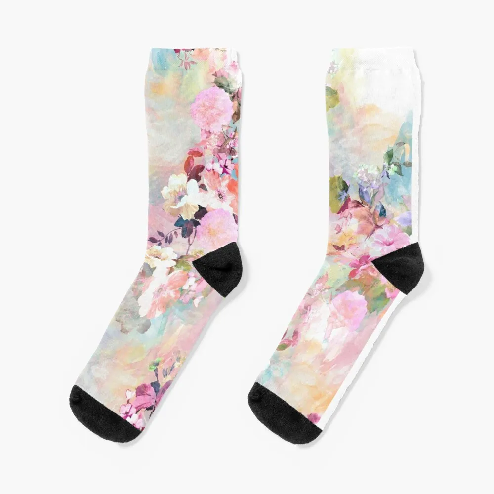 Romantic Pink Teal Watercolor Chic Floral Pattern Socks Thermo Socks For Men