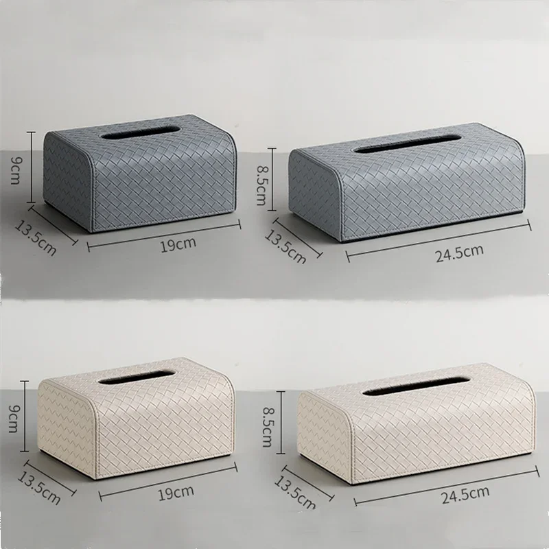 Rectangle Leather Tissue Box Creative Woven Grid Imitation Leather Extractable Tissue Box Home Bedroom Living Room Decoration 5