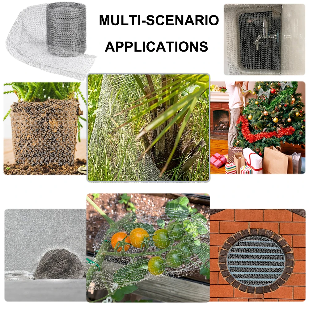 1/3 roll braided stainless steel mesh mesh filling insect and rodent screen screen rabbit rodent protection garden hole net 4