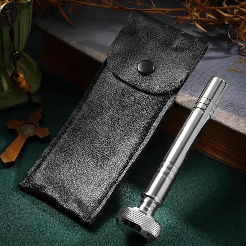 Christian Pocket Holy Water Sprinkler With Leather Carrying Case Religious Pocket Stainless Steel Holy Water Container