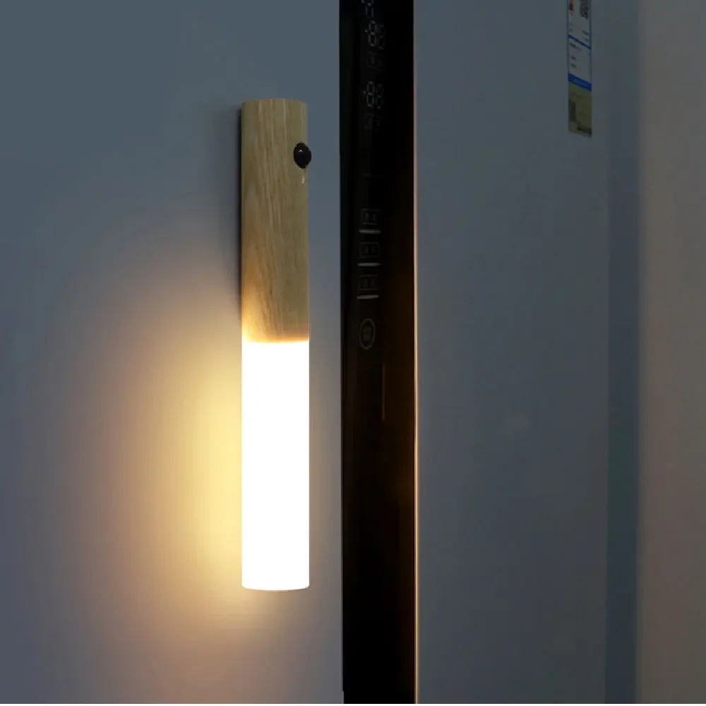 Intelligent Wooden Magnetic Suction Lamp LED Charging Night Light Staircase Corridor Bedroom Atmosphere Human Body Sensing Light S5674d4ae803c46cd8bdae7a8cbd25a46V