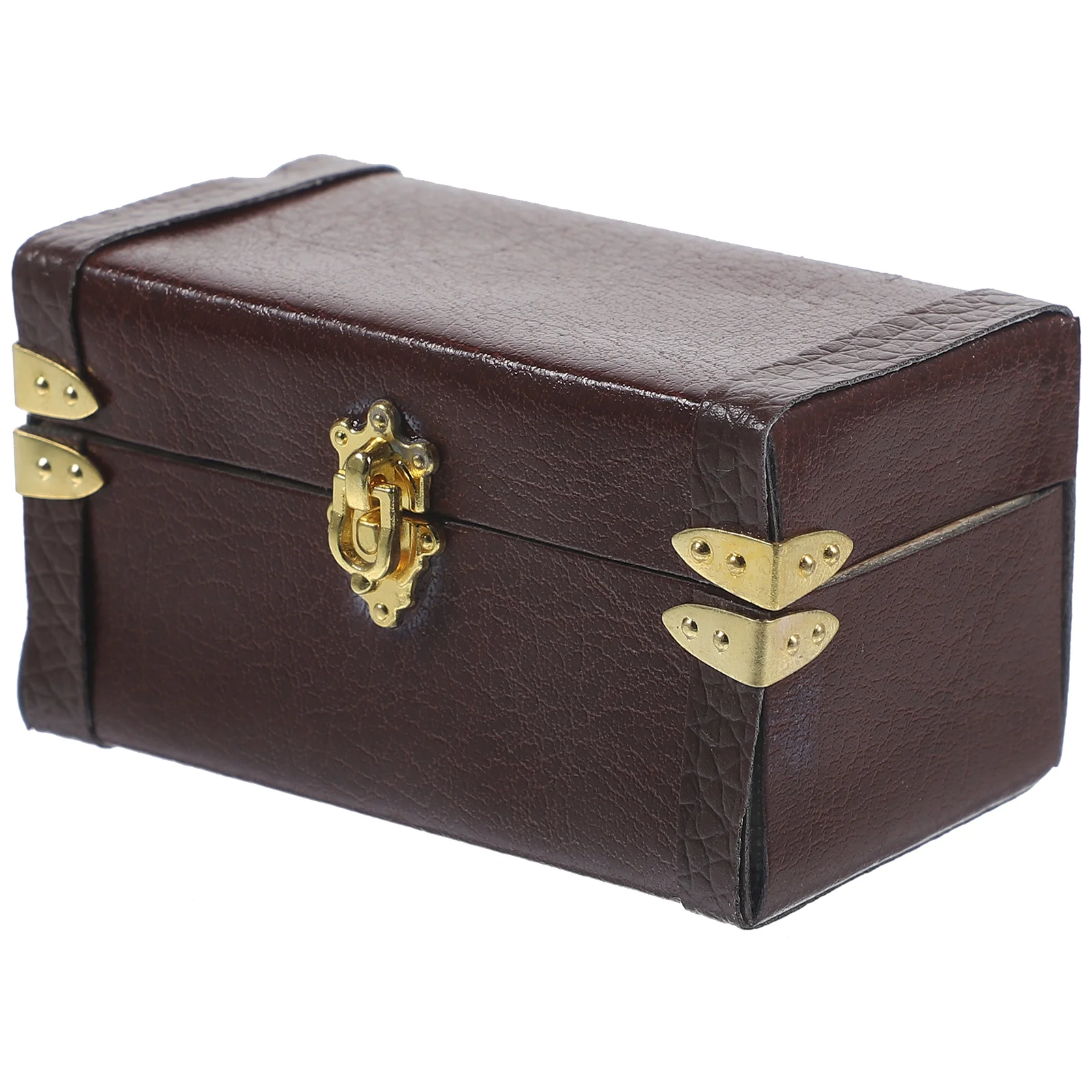 

Miniature Trunk Suitcase Dollhouse Travel Trunk Suitcase Model Vintage Desktop Decoration Brown