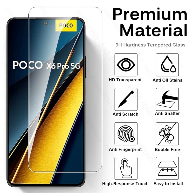 Tempered Glass Full Cover Screen Protector For Poco X6 Pro 5G 3PCS