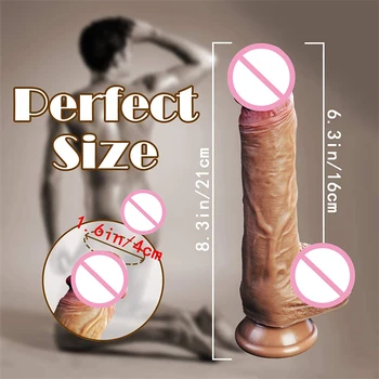 8.3 Inch XXL Realistic Dildo with Powerful Suction CupRealistic Penis Sex Toy Flexible G-spot Dildo with Curved Shaft and Ball 3