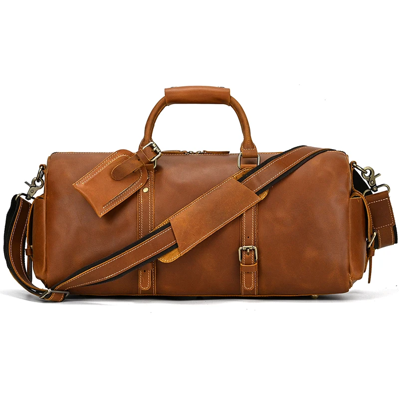 Men Male Genuine Leather Travel Bag Fashionable Luxury Designer Duffle