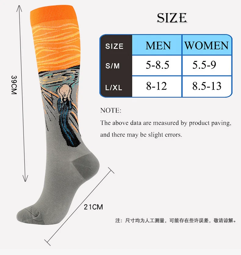 Neueste Kompression socken jit Mann Frau Öl Bein Drucks trümpfe Mona Lisa berühmte Malerei Nylon Kompresse Laufsport – Detail 2