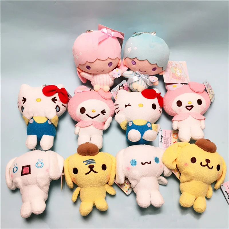 

Sanrio Little Twin Star Cinnamoroll Pom Pom Purin Cute Cartoon Exaggerated Expression Kawaii Soft Stuffed Keychain Plush Pendant