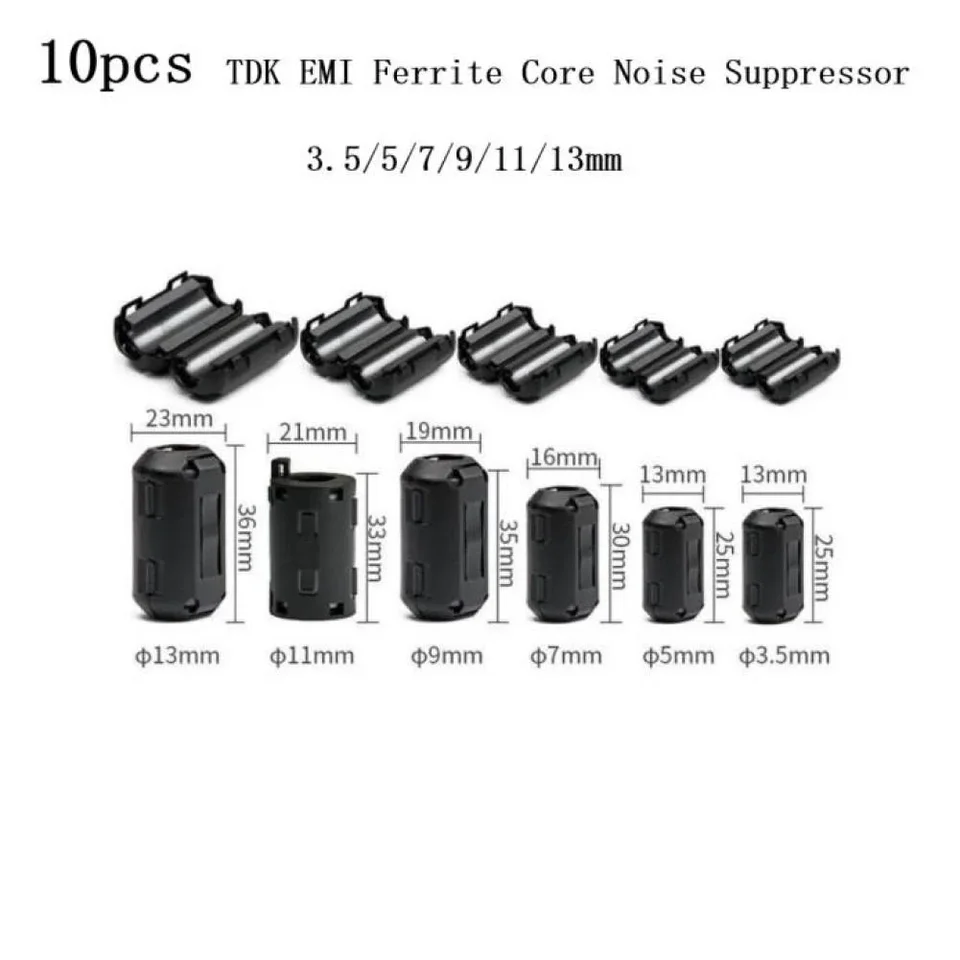10 Pezzi TDK ZCAT1325-0530: Nuclei Di Ferrite Per Cavi, Filtro Anti Rumore EMI E RFI
