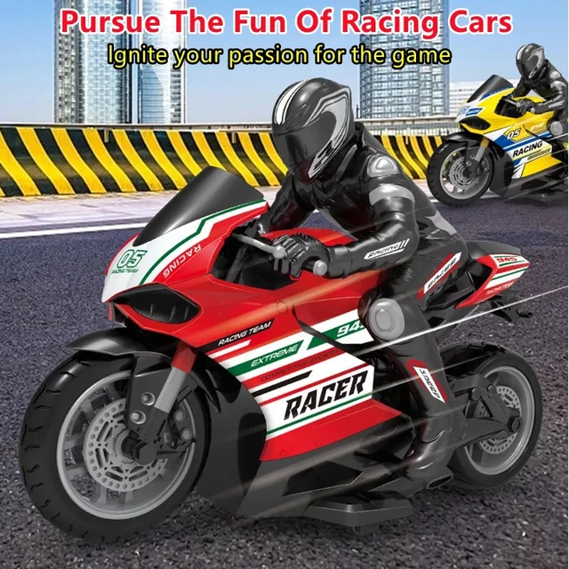 1:10 Scale Remote Control Motorcycle 25KM/H Stunt Drift TPR Soft Rubber Anti-fall Powerful Motor Simulation RC motorbike Model 3