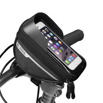 Telaio per bicicletta Borsa per bici con tubo superiore anteriore Borsa per cellulare per manubrio Borsa per telefono touch screen impermeabile Accessori per ciclismo