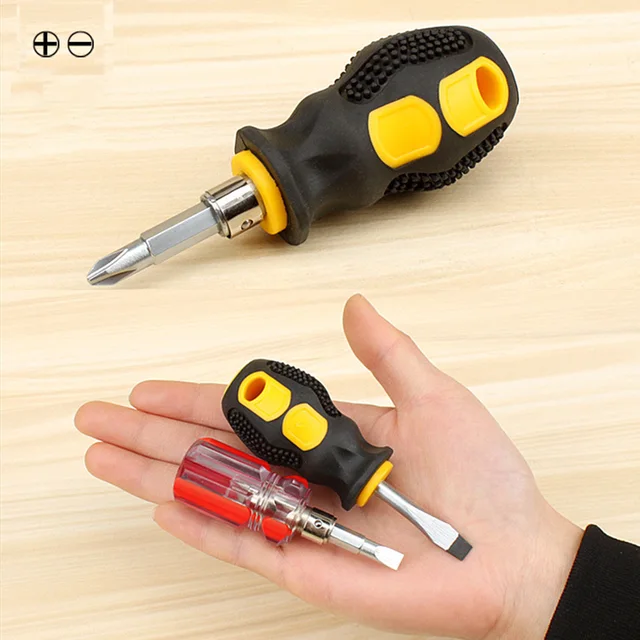 1pc Set di cacciaviti a manico corto Incapsulamento portatile/Maniglie di ravanello di cristallo Cacciaviti a croce piatti per strumenti di riparazione 1