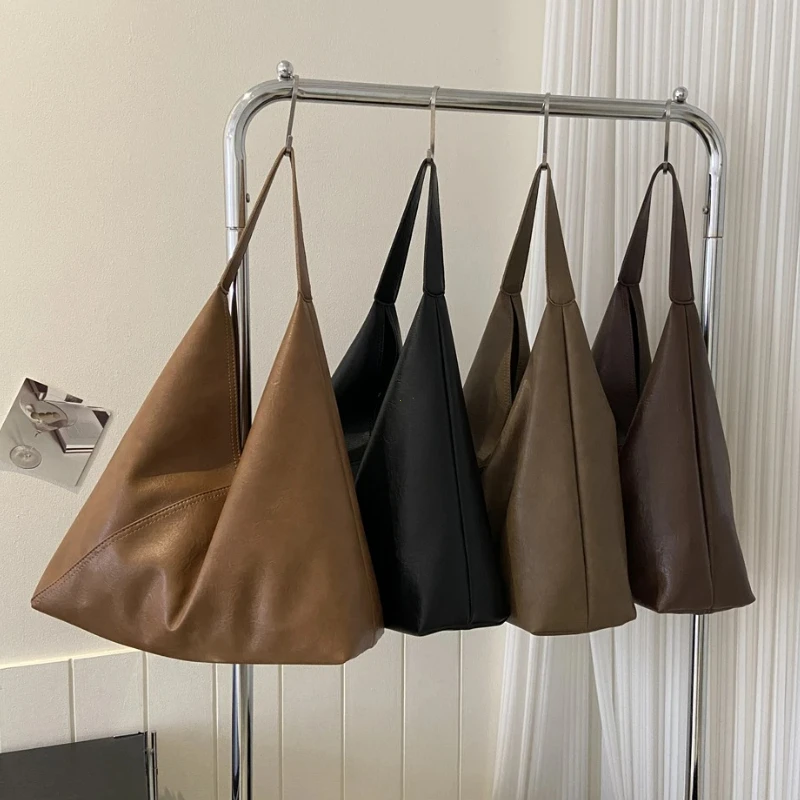 Retro Designer 2-IN-1 Shoulder Bags For Women Soft PU Leather 2026 Winter New Large Capacity Underarm Hobo Shopper Totes Handbag