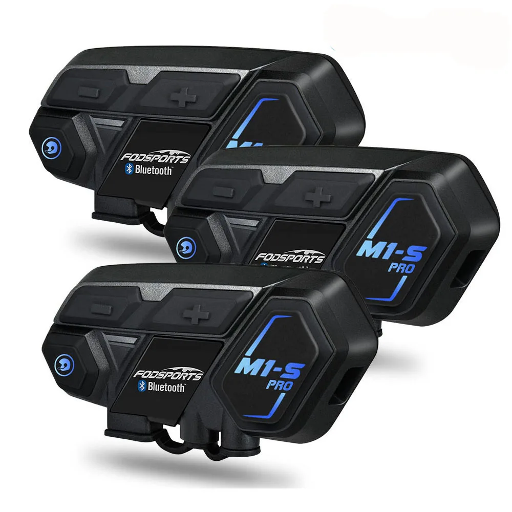 3Pcs Fodsports M1-S Pro Motorcycle Helmet Bluetooth Intercom Headset 8 Riders 2000M Waterproof BT Intercomunicador Moto