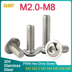 M2 M2.5 M3 M4 M5 M6 M8 304 Stainless Steel Hexagon Socket Button Head Screws With Collar Bolt ISO7380.2