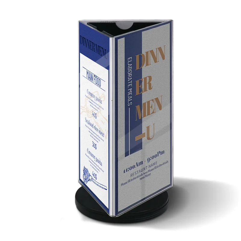 Acrylic high-end menu card, beverage card, 360 round bottom rotating display rack, catering hotel label card 5