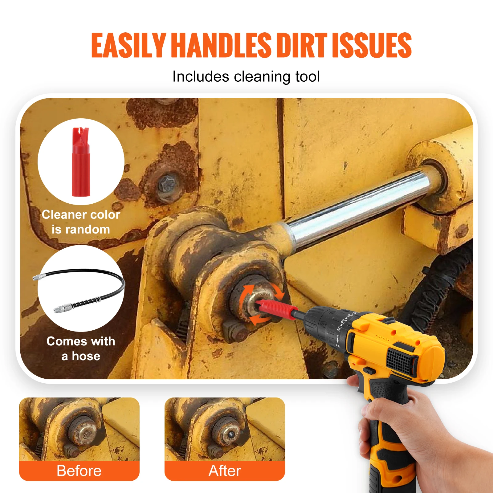 VEVOR 10000PSI Grease Coupler Nozzle Hose Pump Syringe Grease Gun NPT1/8-27 Adapter Brake Oil Change Tools Car Accessories