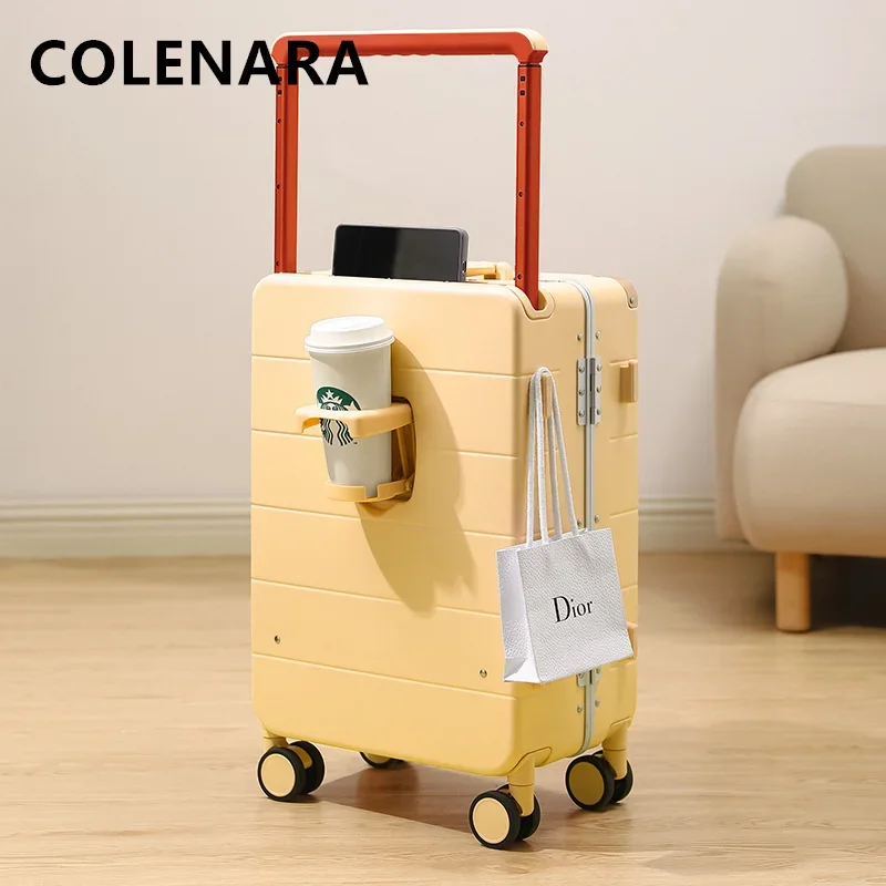 COLENARA Rolling Suitcase Aluminum Frame Trolley Case 20 "boarding Box 24 "26 Inch Cart Type Travel Bag Large Capacity Luggage