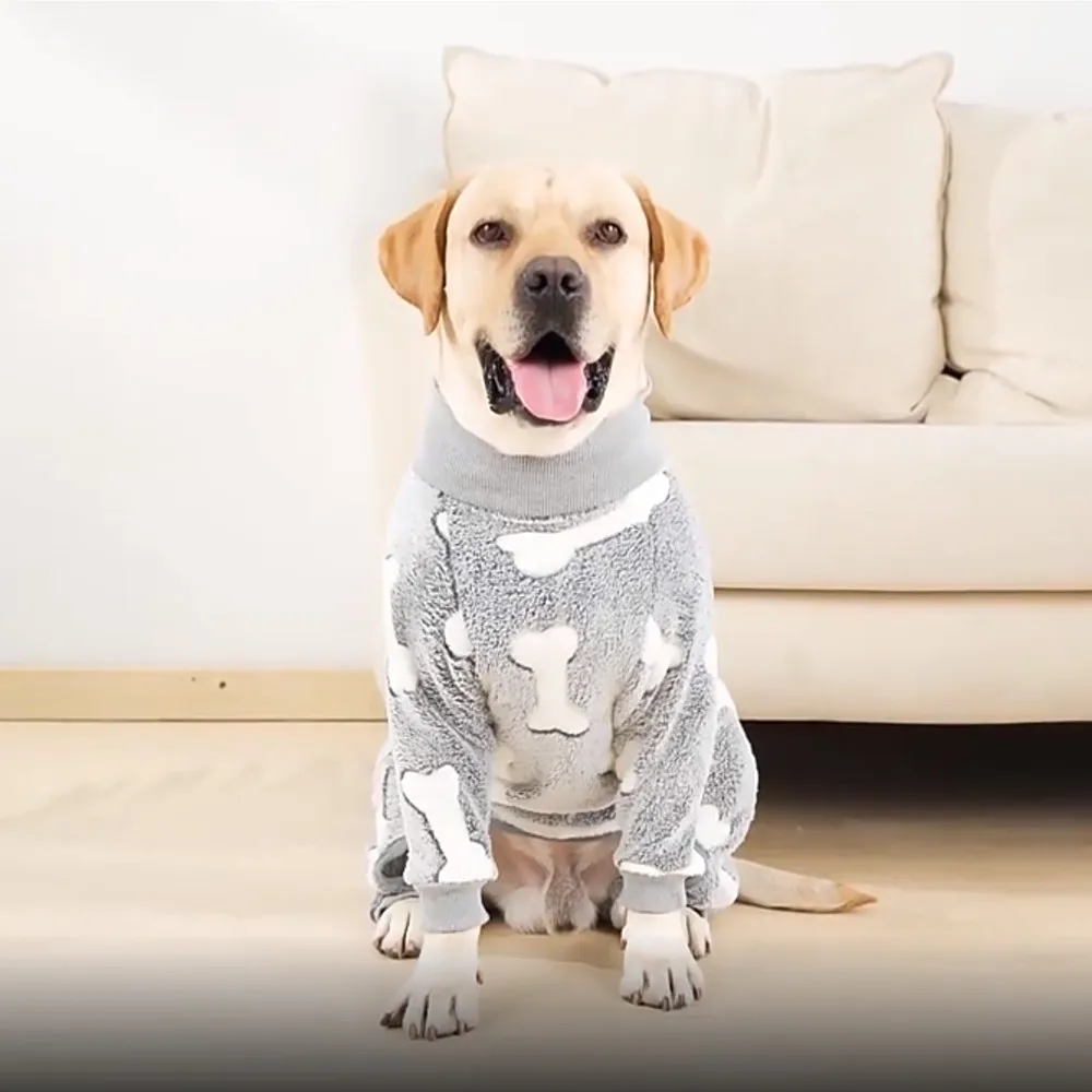 

Four Legs Dog Pajamas Puppy Fleece Winter Warm Dog Jumpsuit Cute Pet Clothes Onesies for Medium Large Dogs Labrador Coat