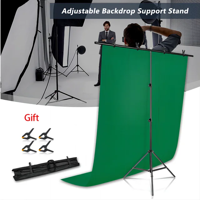 SH-Kit de soporte de fondo en forma de T con tela de fondo, soporte de marco de pantalla verde con tecla de vídeo Chroma para accesorios de estudio fotográfico de fotografía