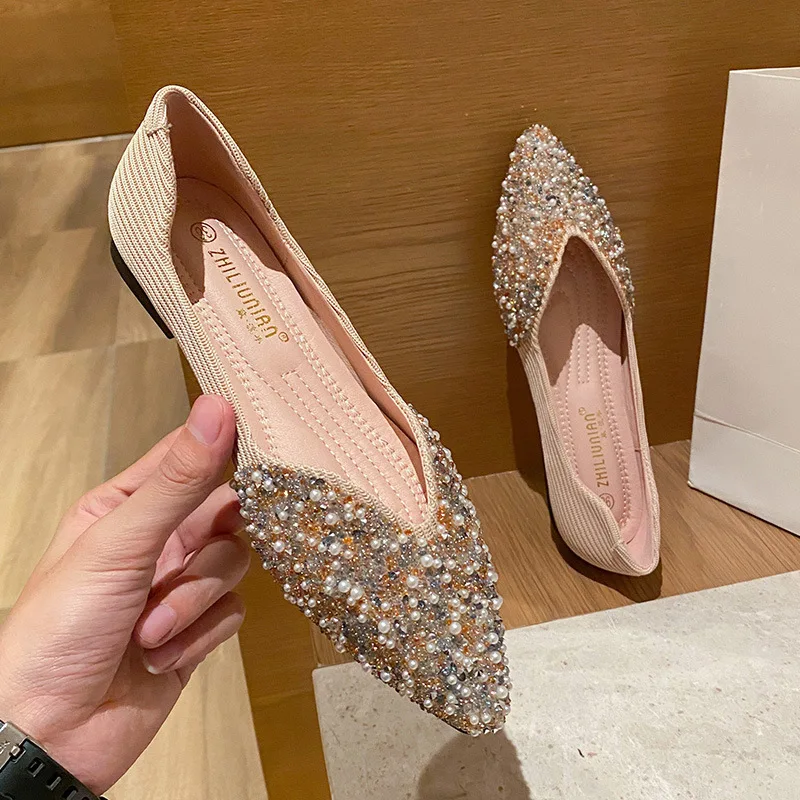 

Туфли женские с острым носком, повседневные универсальные кроссовки с закрытым носком, Мокасины, блестящие, под платье, лето 2023